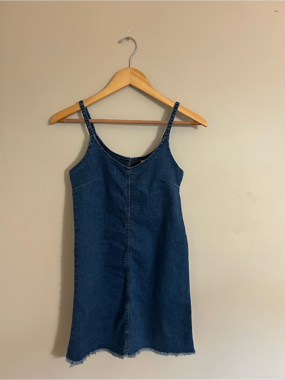 Classic Denim Mini Slip Dress — Blue